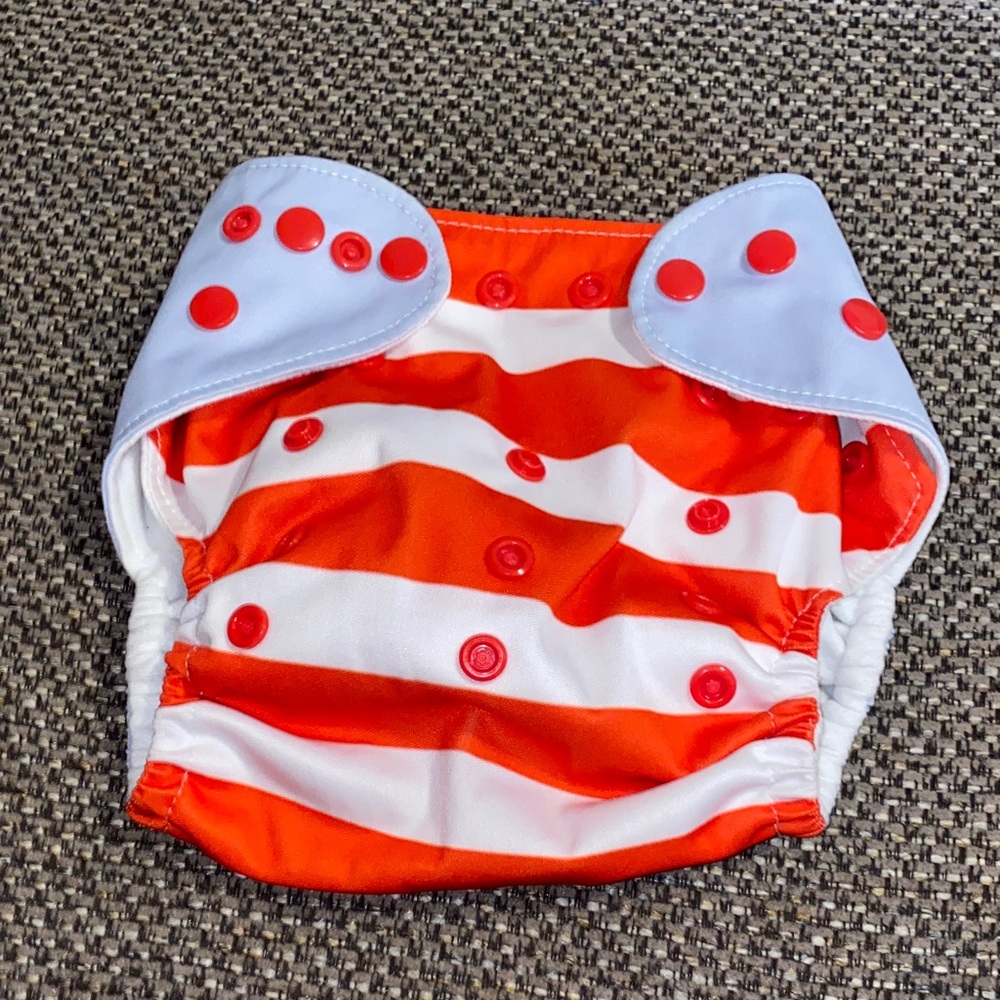 Orange and White Striped Kids Diaper Cover